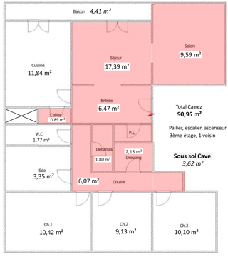 Appartement � vendre 5 pi�ces 91 m�