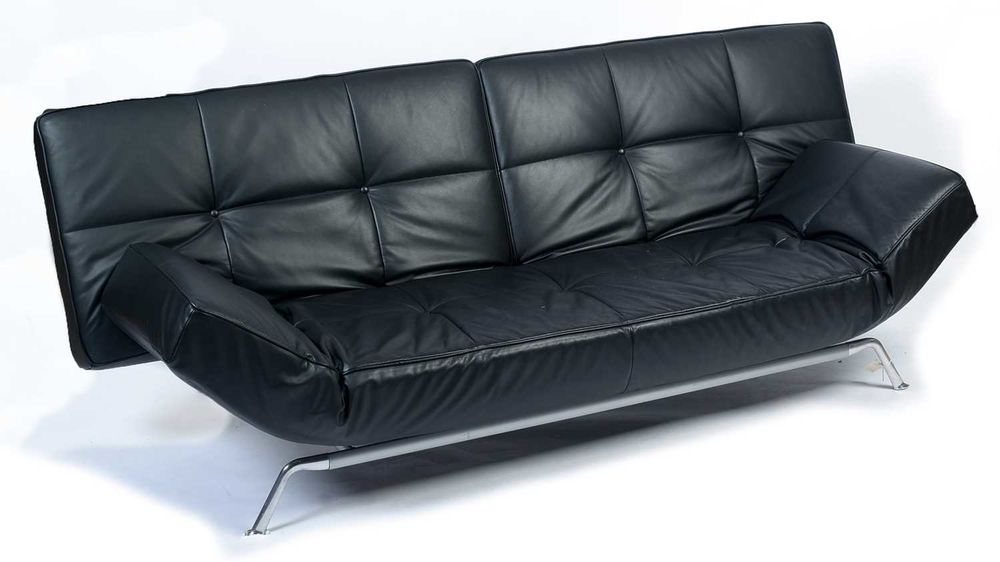 Canape cuir noir convertible Ligne Roset Smala Meubles