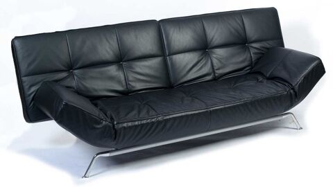 Canape cuir noir convertible Ligne Roset Smala 0 Roquefort-les-Pins (06)