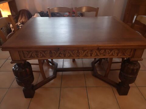 Table en chne sculpt 140 Bures-sur-Yvette (91)