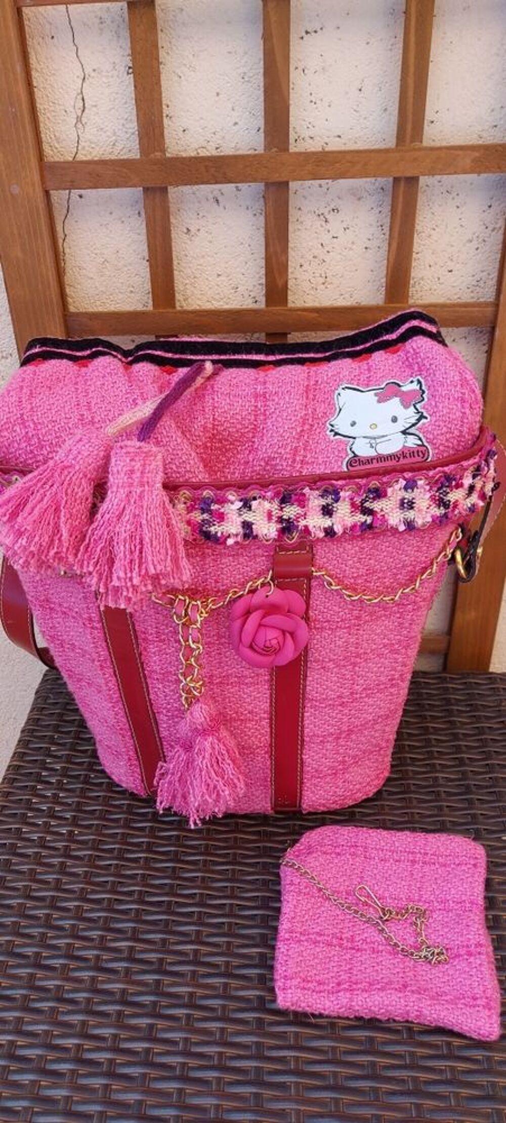 SAC LUXE cuir France LANCEL x Chane.l x Barbie style ReFashion r&eacute;actualis&eacute; Cr&eacute;ation unique fait main vintage Maroquinerie