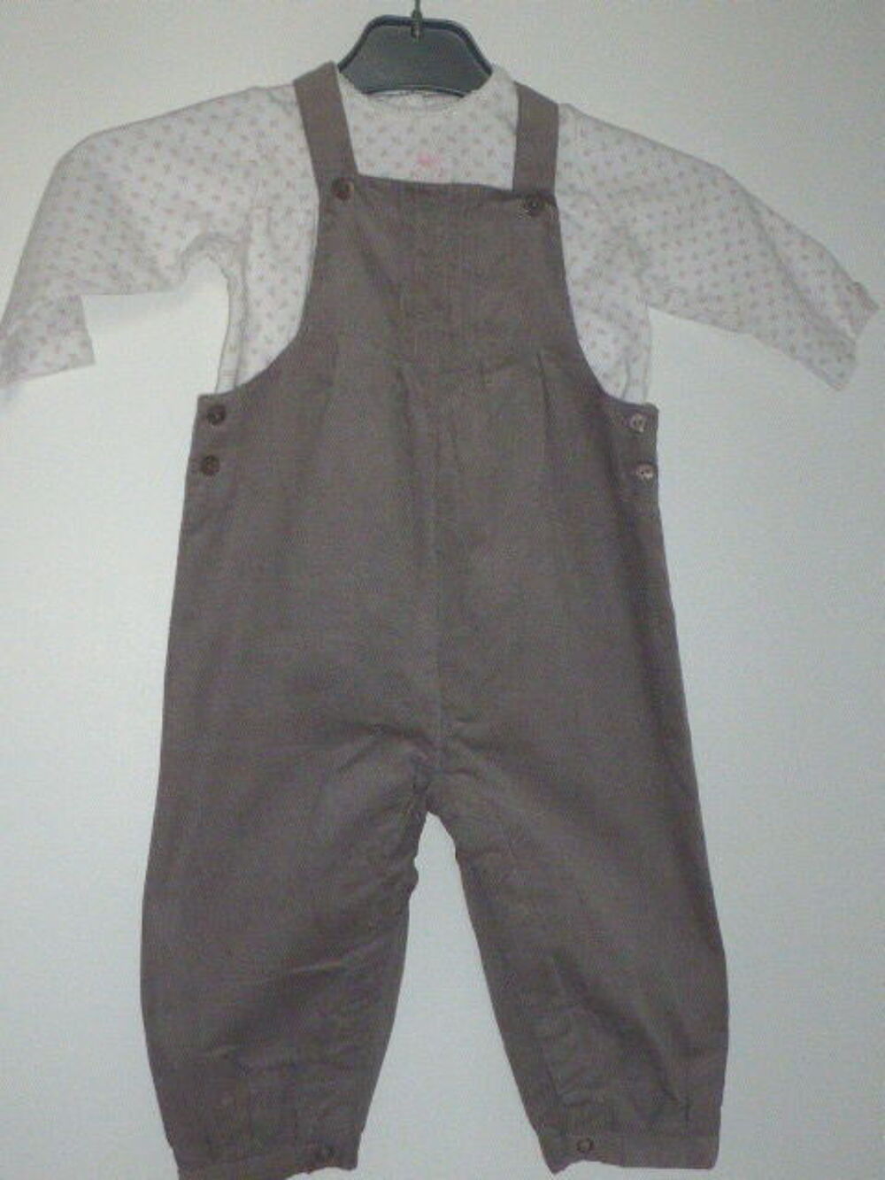 Ensemble salopette taupe Cyrillus T-shirt JACADI 12 mois Vêtements enfants