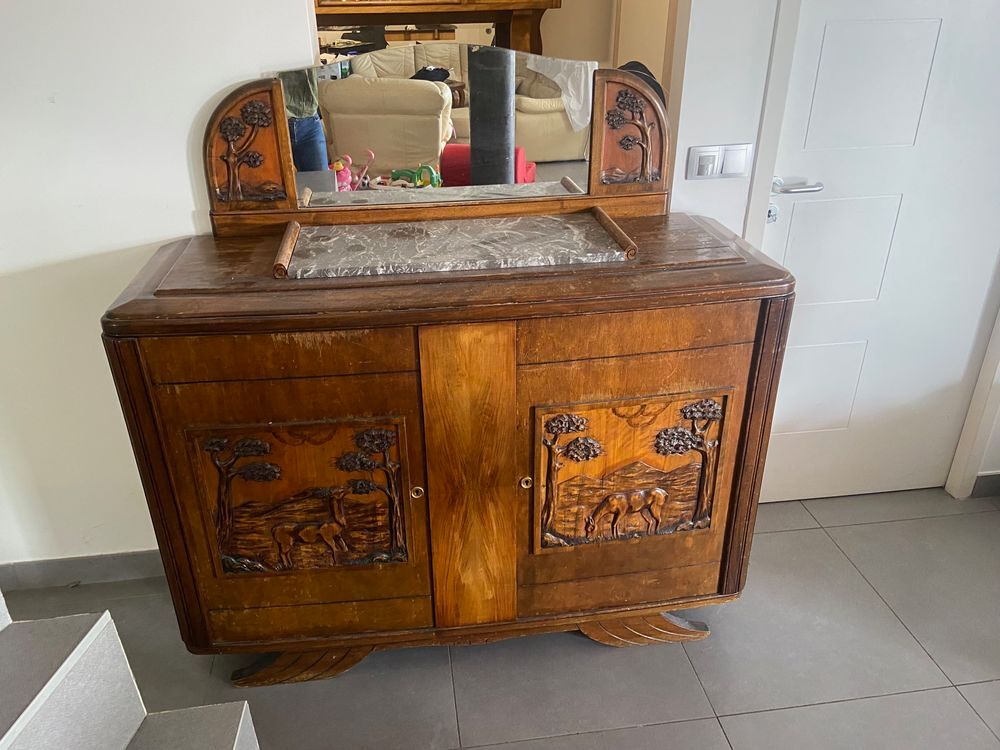 Biblioth&egrave;que et Buffet en Merisier, l'ensemble de 2 meubles
Meubles