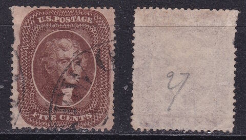 Timbres AMRIQUE du Nord-tats Unis-USA 1857-60 YT 11a 75 Lyon 5 (69)
