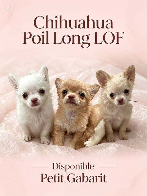 chiots chihuahua LOF &agrave;   poil long disponibles - petit gabarit 2000 49000 Angers