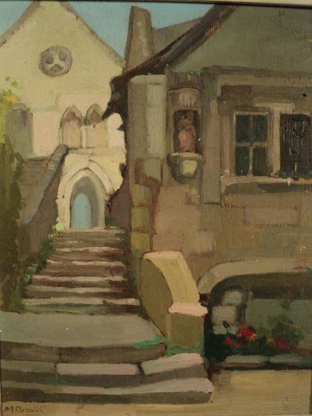 Tableau Notre Dame de B&eacute;huard (Pr&egrave;s Angers) Sign&eacute; M. Cara&euml;s Décoration