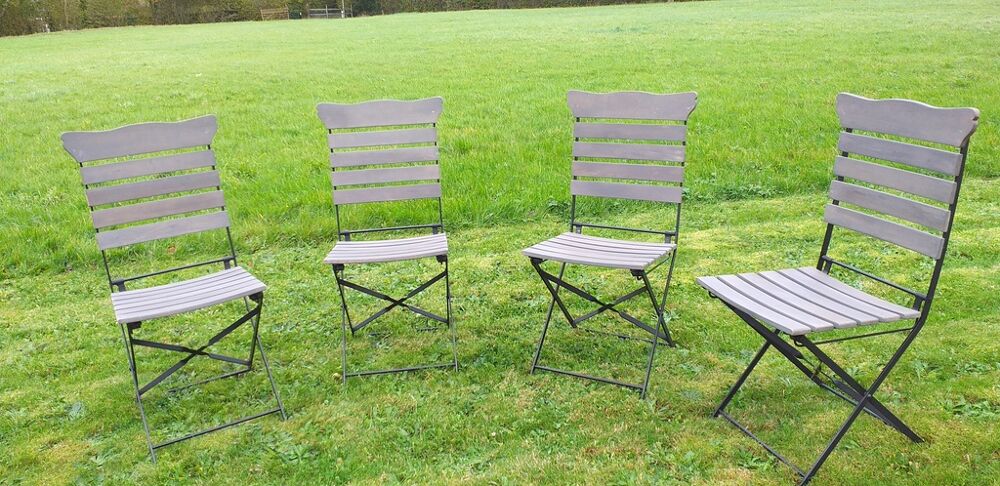 Lot de 4 chaises de jardin pliantes grises Meubles