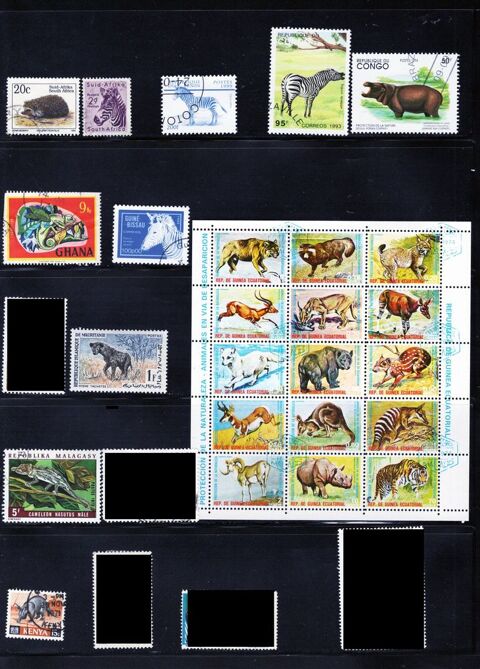 lot de 56 timbres du MONDE avec des ANIMAUX 4 Les Églisottes-et-Chalaures (33)