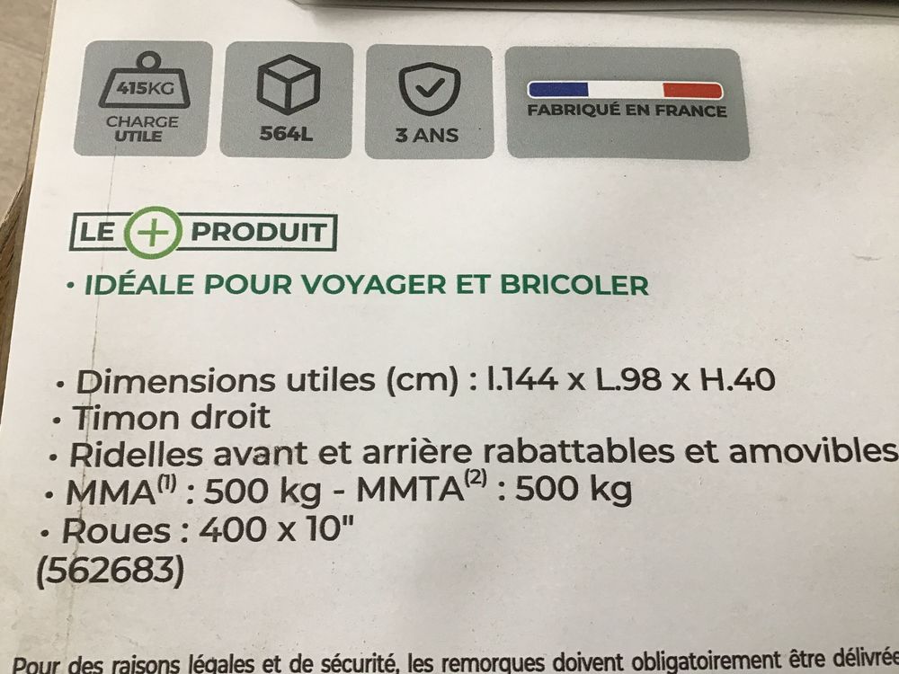 remorque tr&egrave;s bon &eacute;tat Jardin