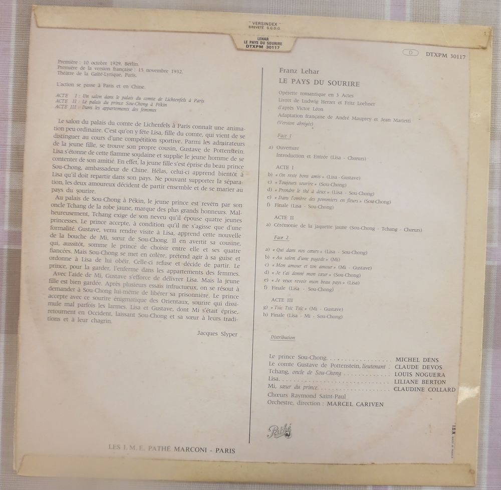 FRANZ LEHAR - LE PAYS DU SOURIRE - PLAISIR MUSICAL-33 TOURS CD et vinyles