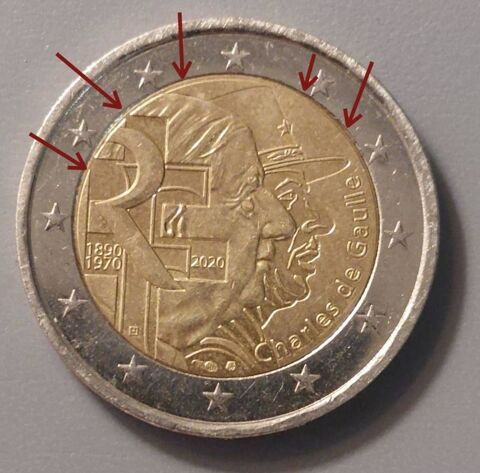 Pice de 2 euros Charles de gaule  150 Saint-Marcel (71)