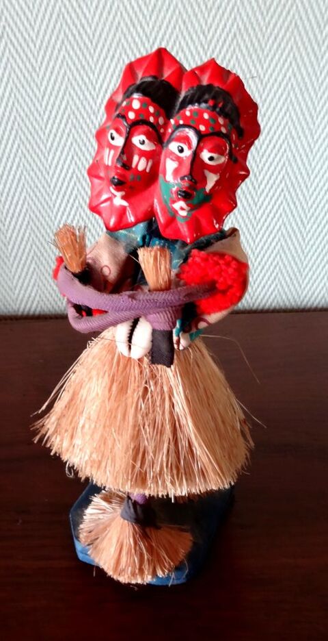RARE - ART AFRICAIN - AUTHENTIQUE STATUETTE DANSEUR MASQUE  22 G�menos (13)