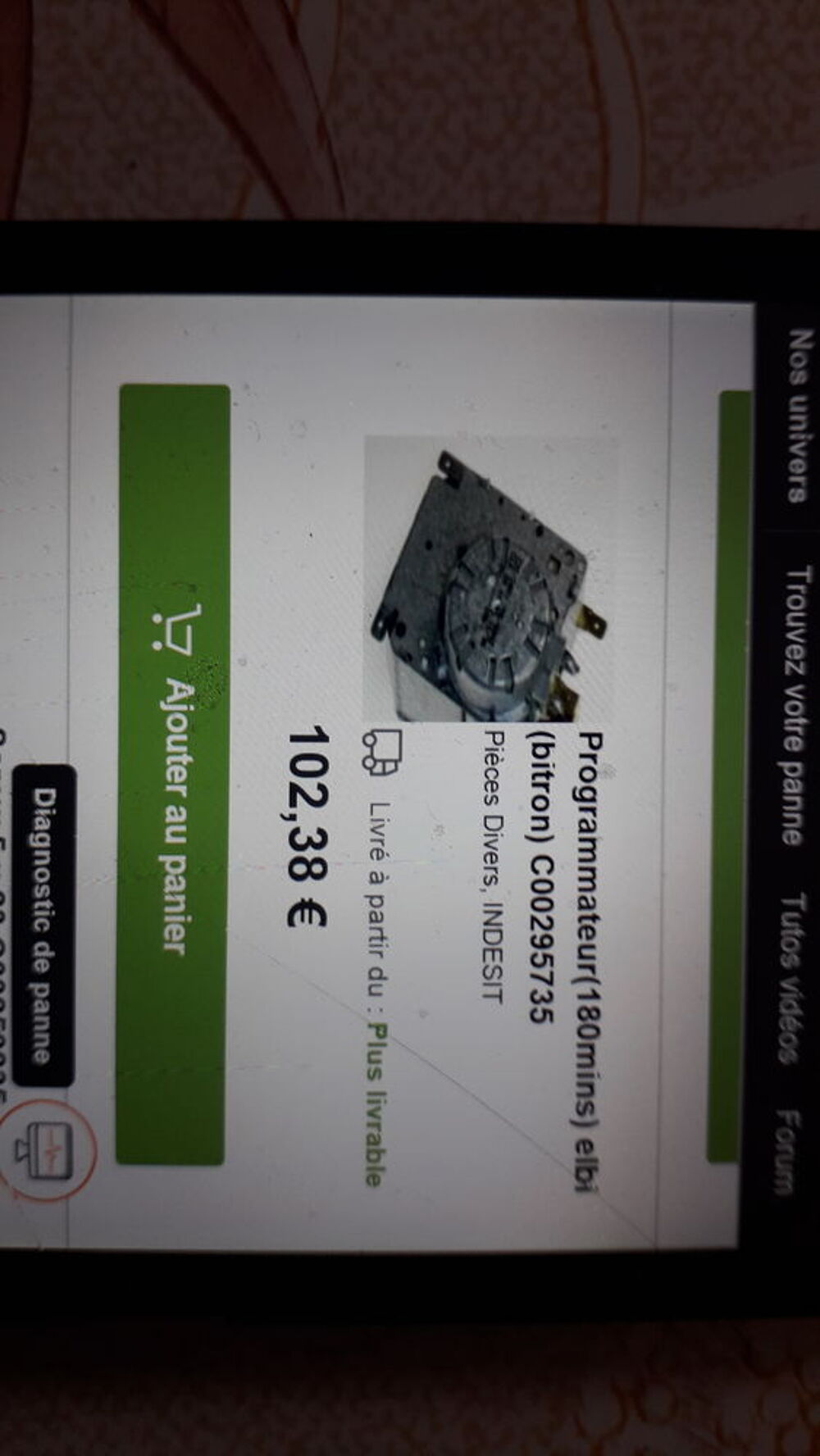 Bandeau complet lave-linge INDESIT. Electroménager