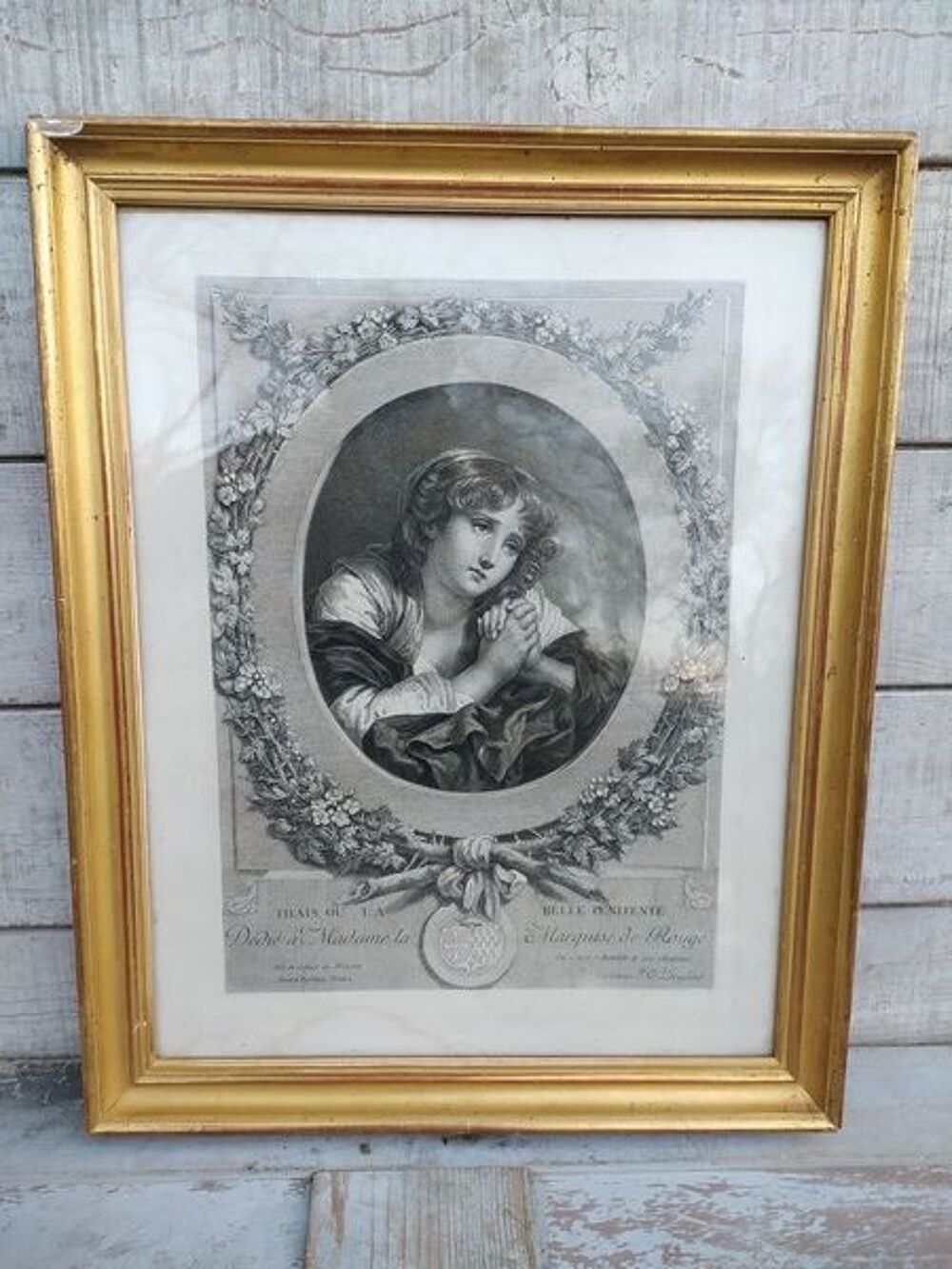 Gravure Greuze Tha&iuml;s La Belle P&eacute;nitente Marquise de Roug&eacute; 