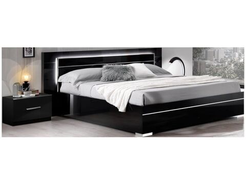 Lit double moderne noir avec éclairage LED intégré Romainville (93)