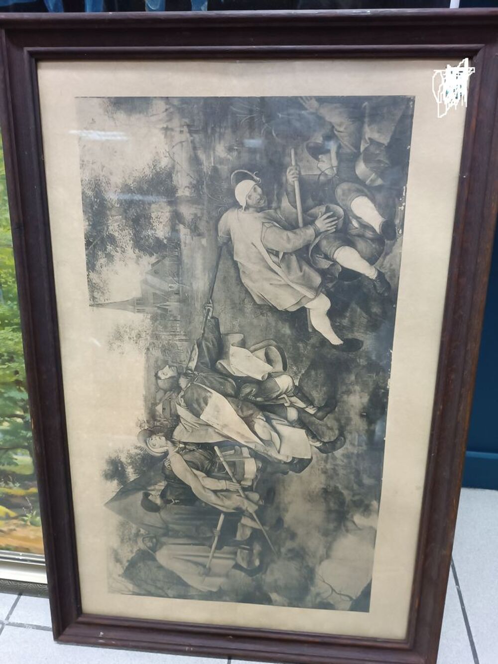 Lithographie d'&eacute;poque, P. Brueghel, "Parabole des Aveugles" 