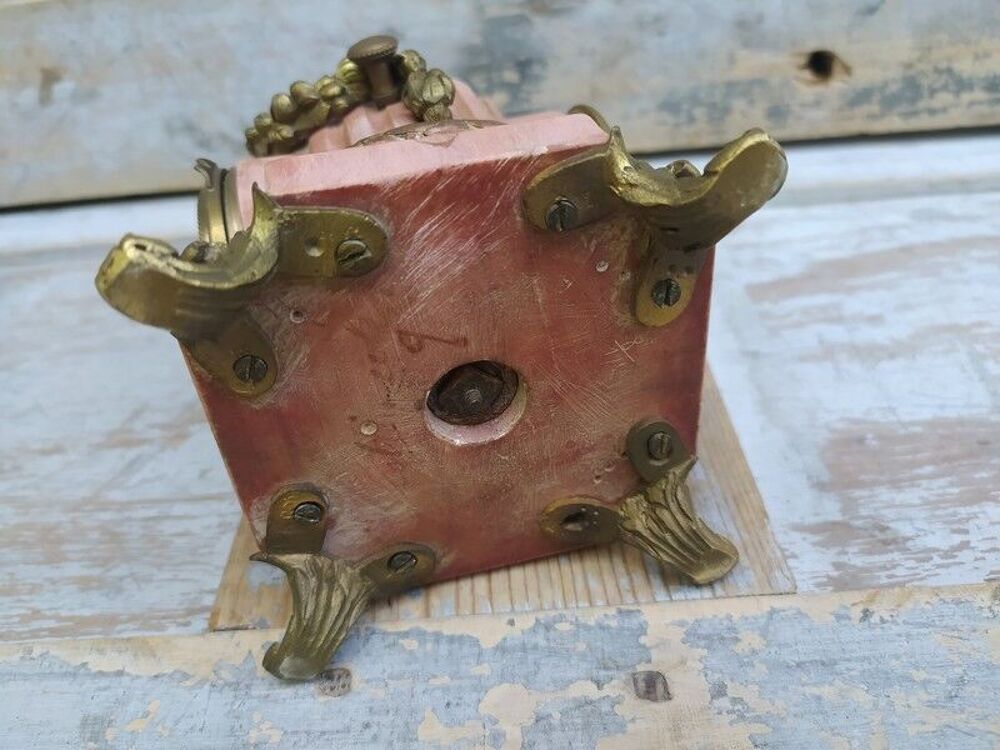 Pendule Marbre et Bronze Angelot Ch&eacute;rubin Papillon XIX&egrave;me 