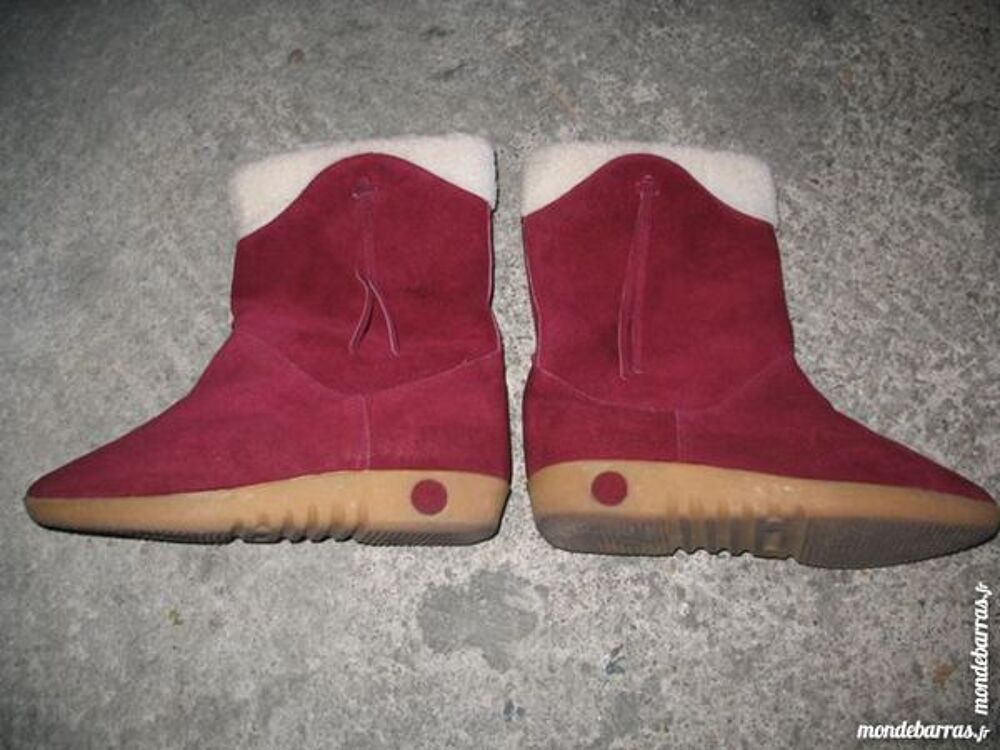 Bottines fourr&eacute;es en daim bordeaux -P 37 Chaussures