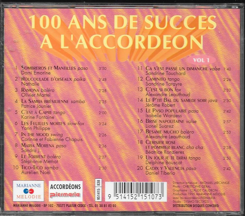 cd 100 ans de succes a l accordeon vol 1 CD et vinyles