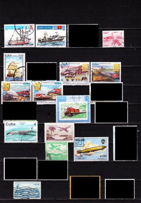   lot de 14 timbres du CONTINENT AMERICAIN sur les TRANSPORTS  