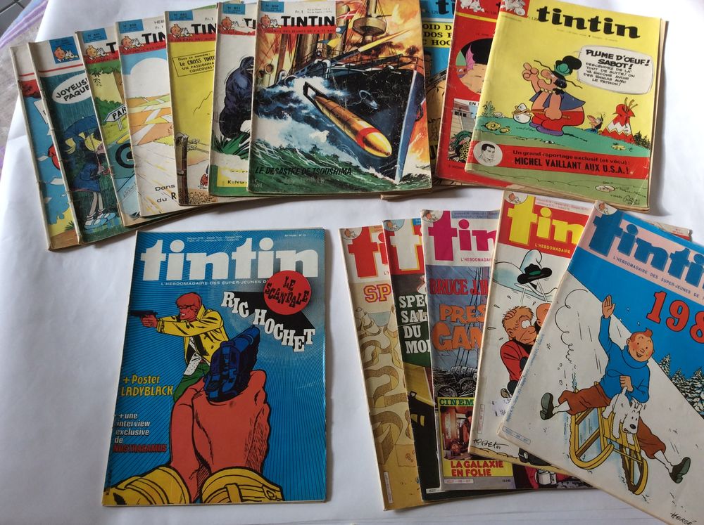 Tintin hebdomadaire 18 nos 1965/70/80/85 bon &eacute;tat Livres et BD