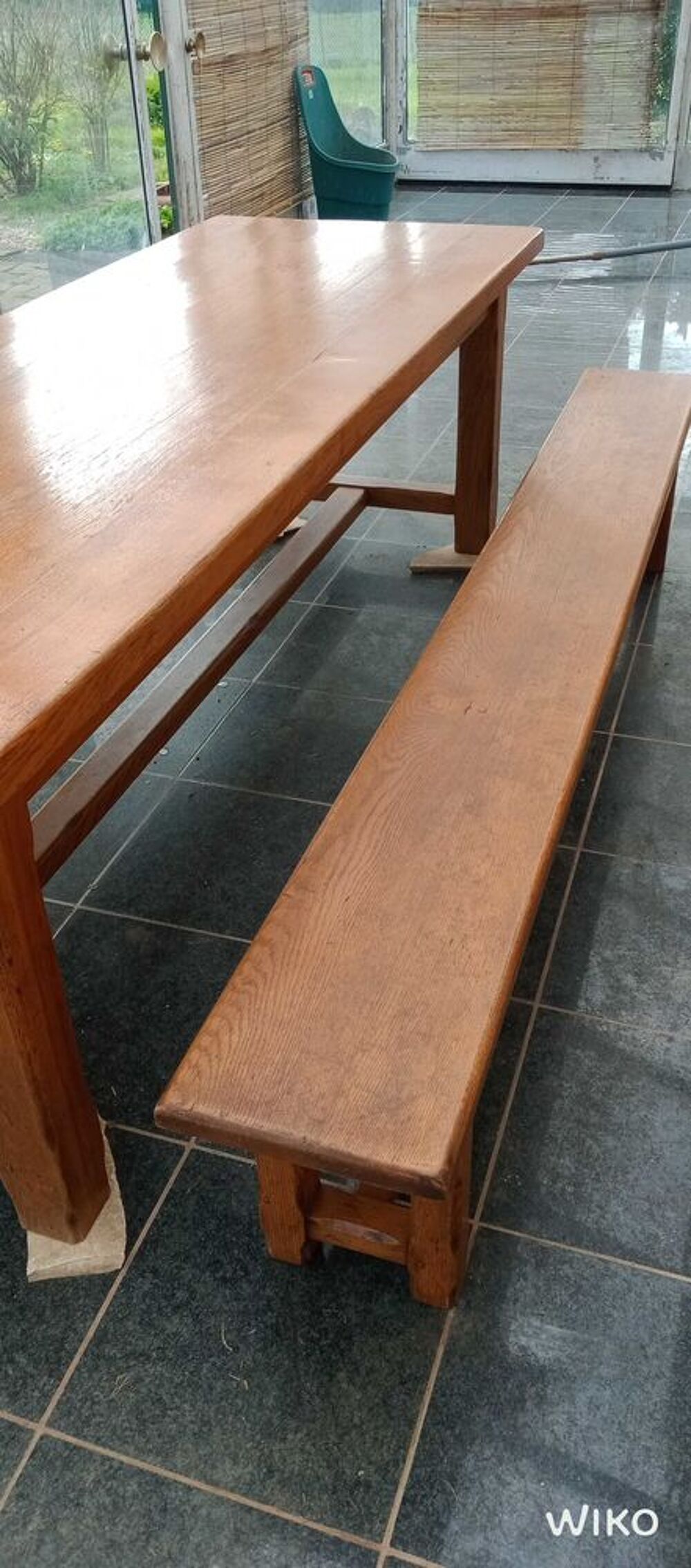 table et banc assortis en ch&ecirc;ne massif Meubles