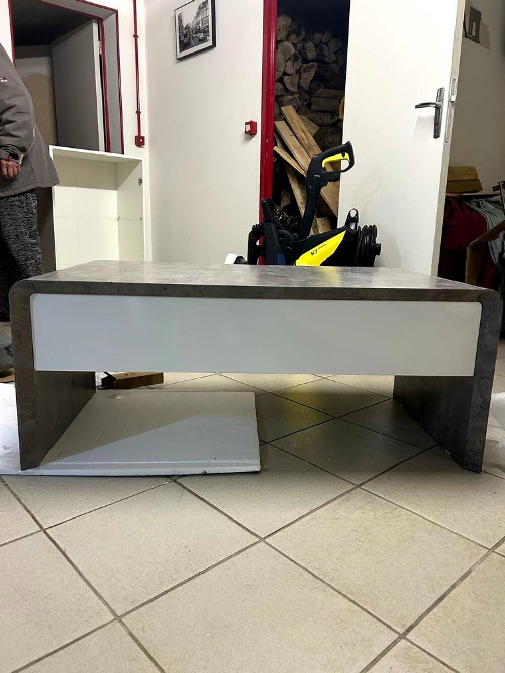 Table+basse+b&eacute;ton/blanc+Giulia+2 Meubles