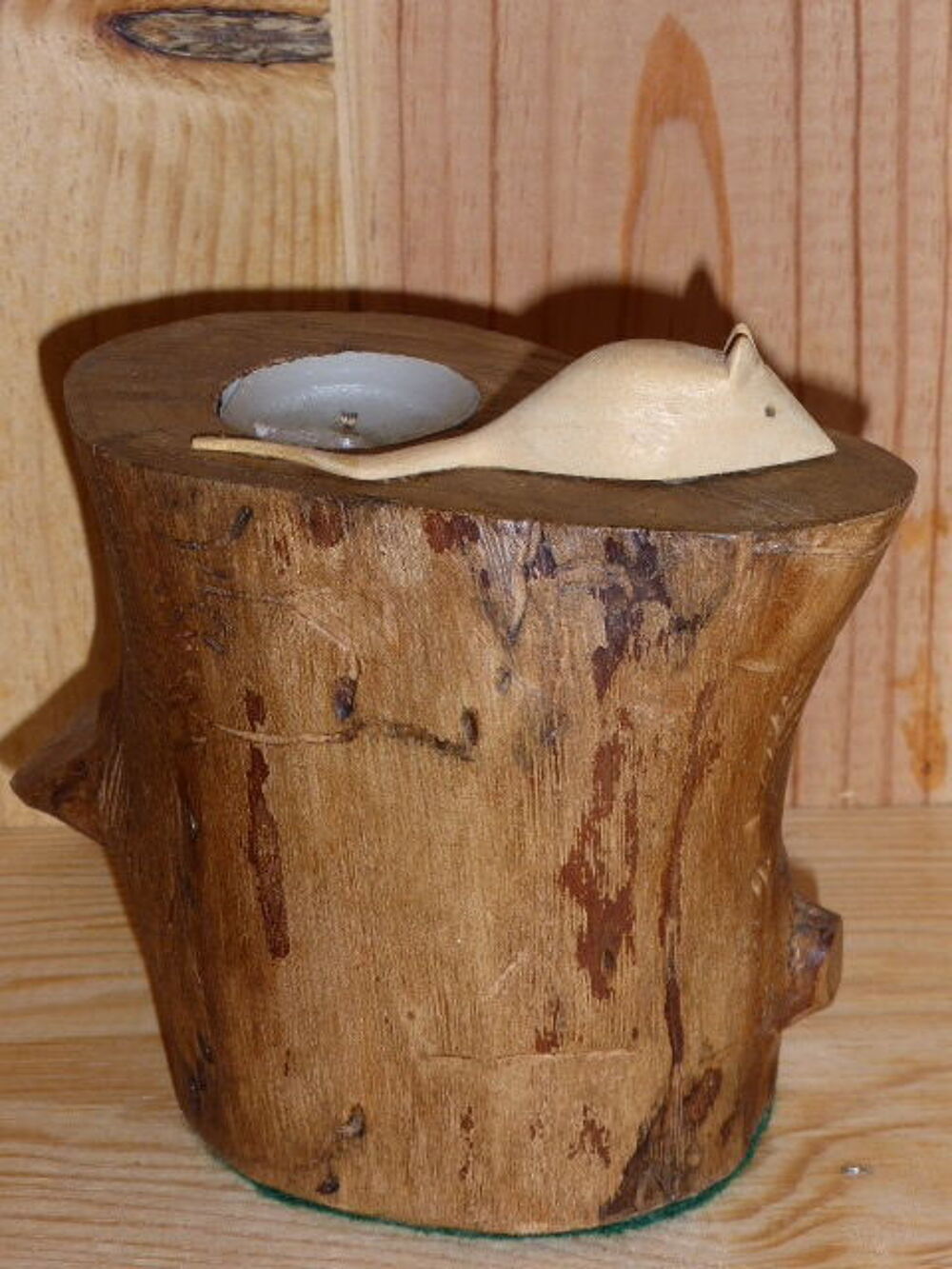 Porte bougie bois avec souris Décoration