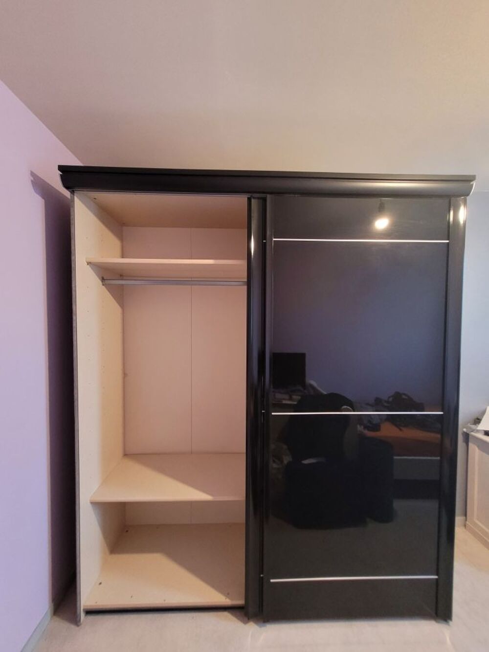 Armoire dressing noire 190x225 Meubles