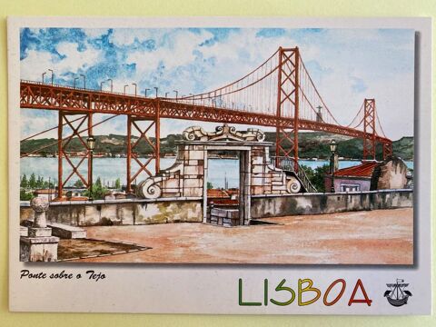 Carte Postale Pont 25 Avril au dessus du Tage_Aquarelle de L 3 Joué-lès-Tours (37)