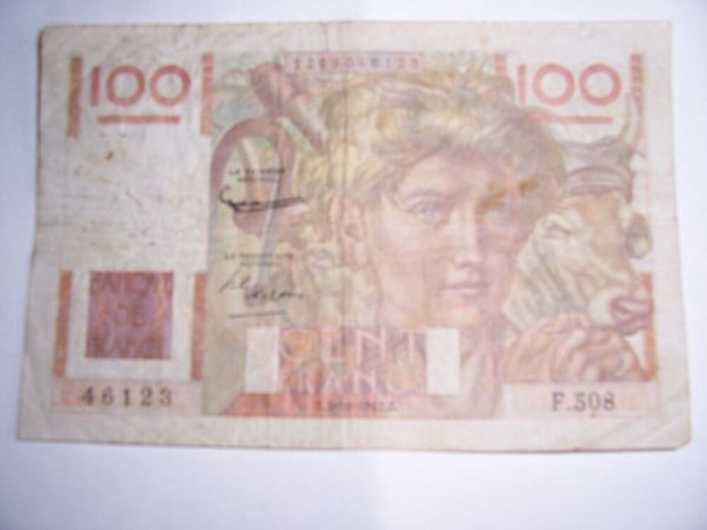 1 BILLETS DE 100 FRS SULLY 1939.PL/1 BILLET PAYSAN DE 1952.Z 