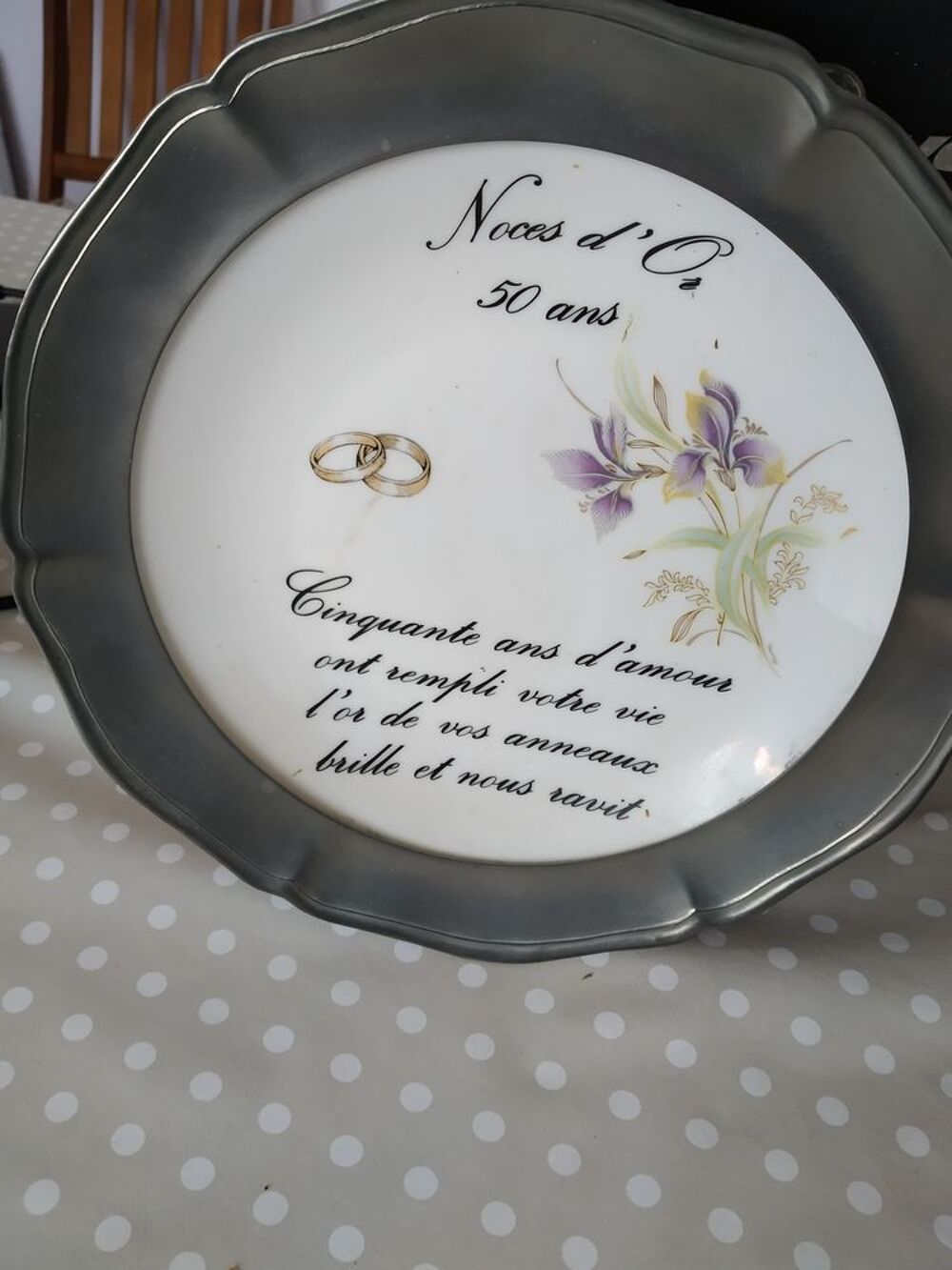 Assiette porcelaine entourage &eacute;tain Décoration