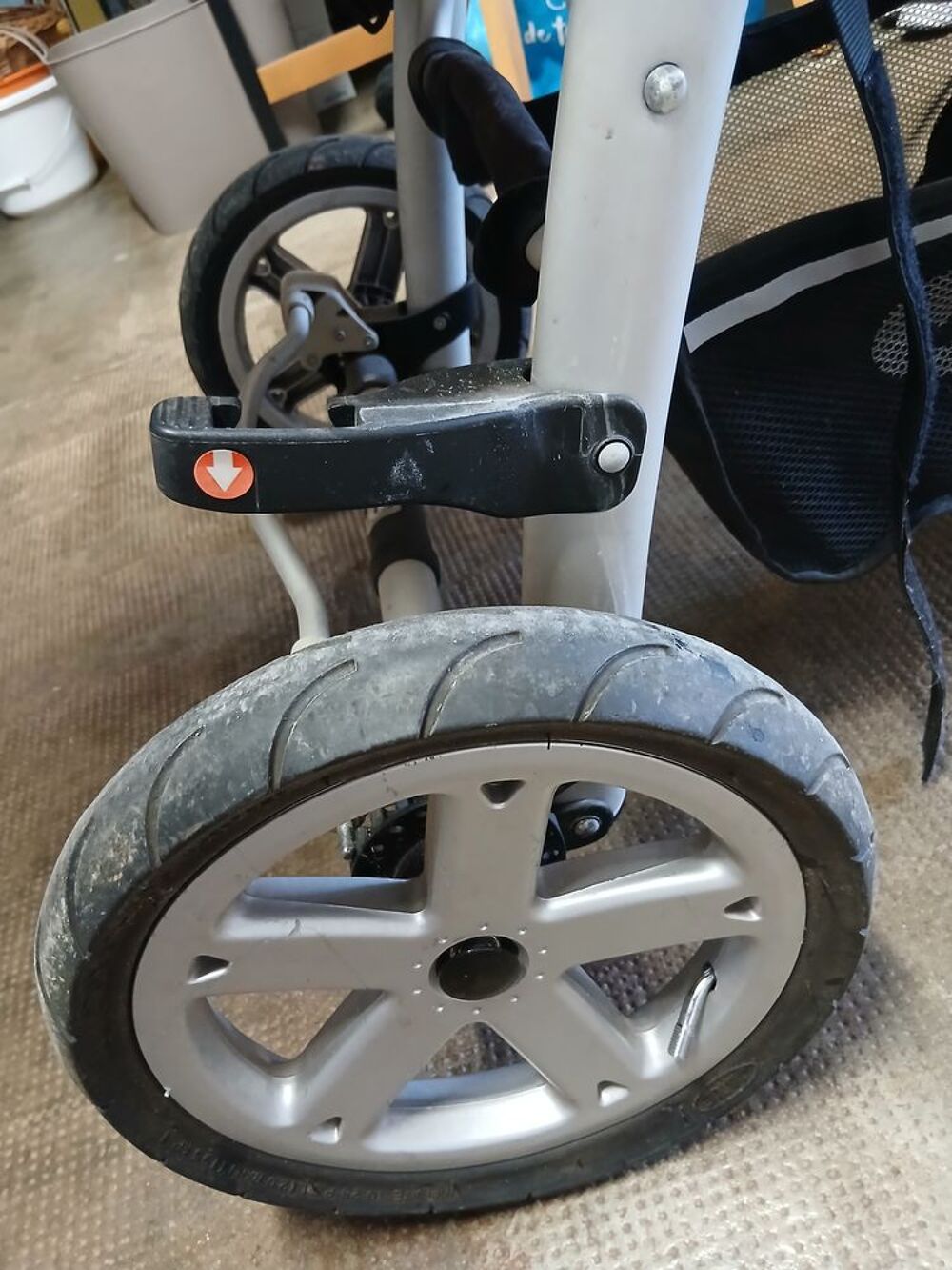 Poussette Jane cross 3 roues orange + nacelle bebe Puriculture