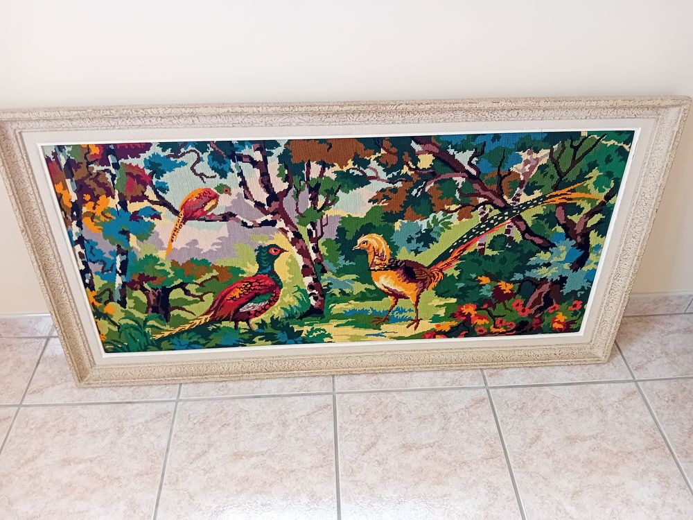 Grand tableau en canevas "les faisans" Décoration