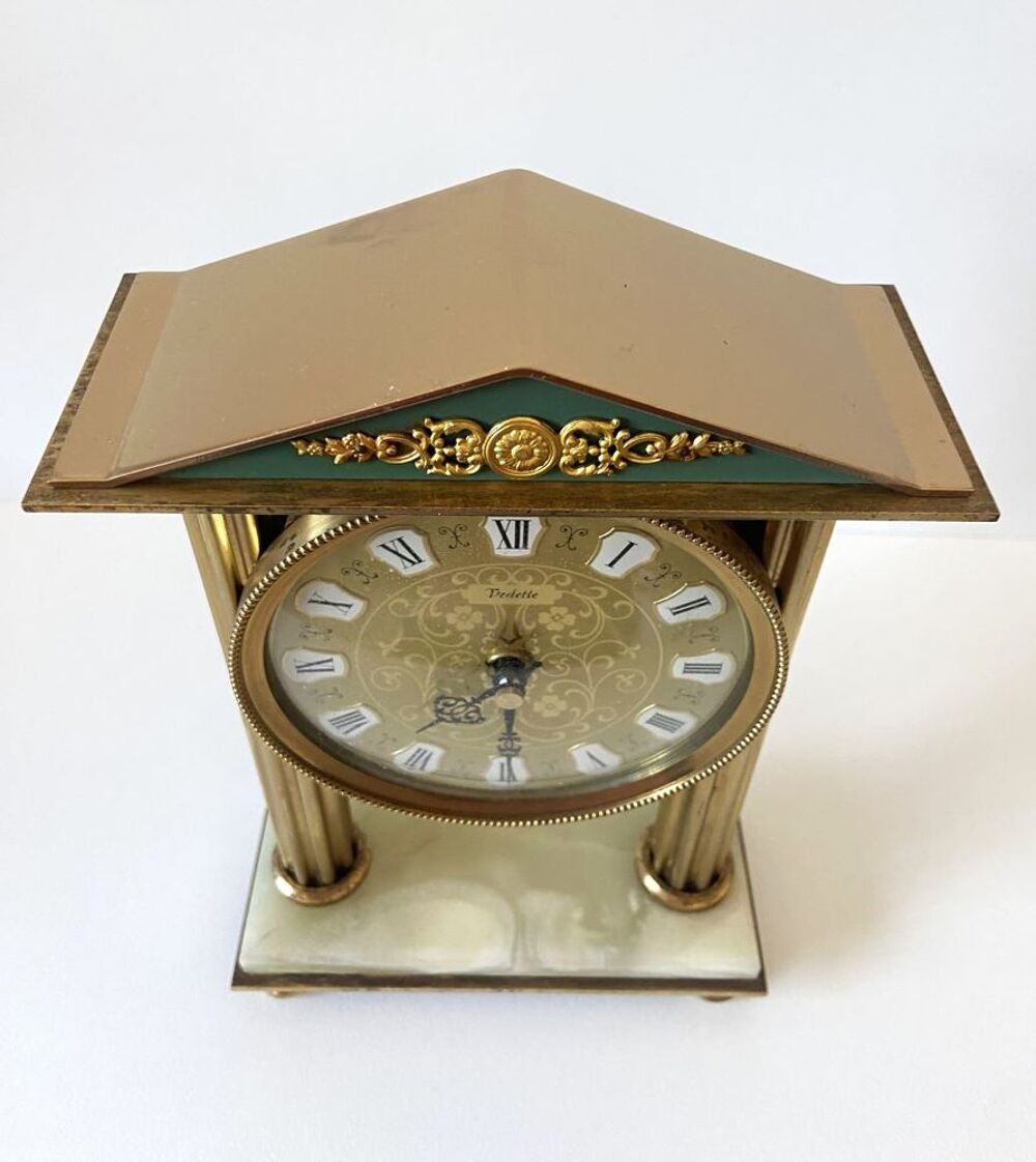 Vintage Pendulette Pendule Horloge Portique VEDETTE Grecque 
