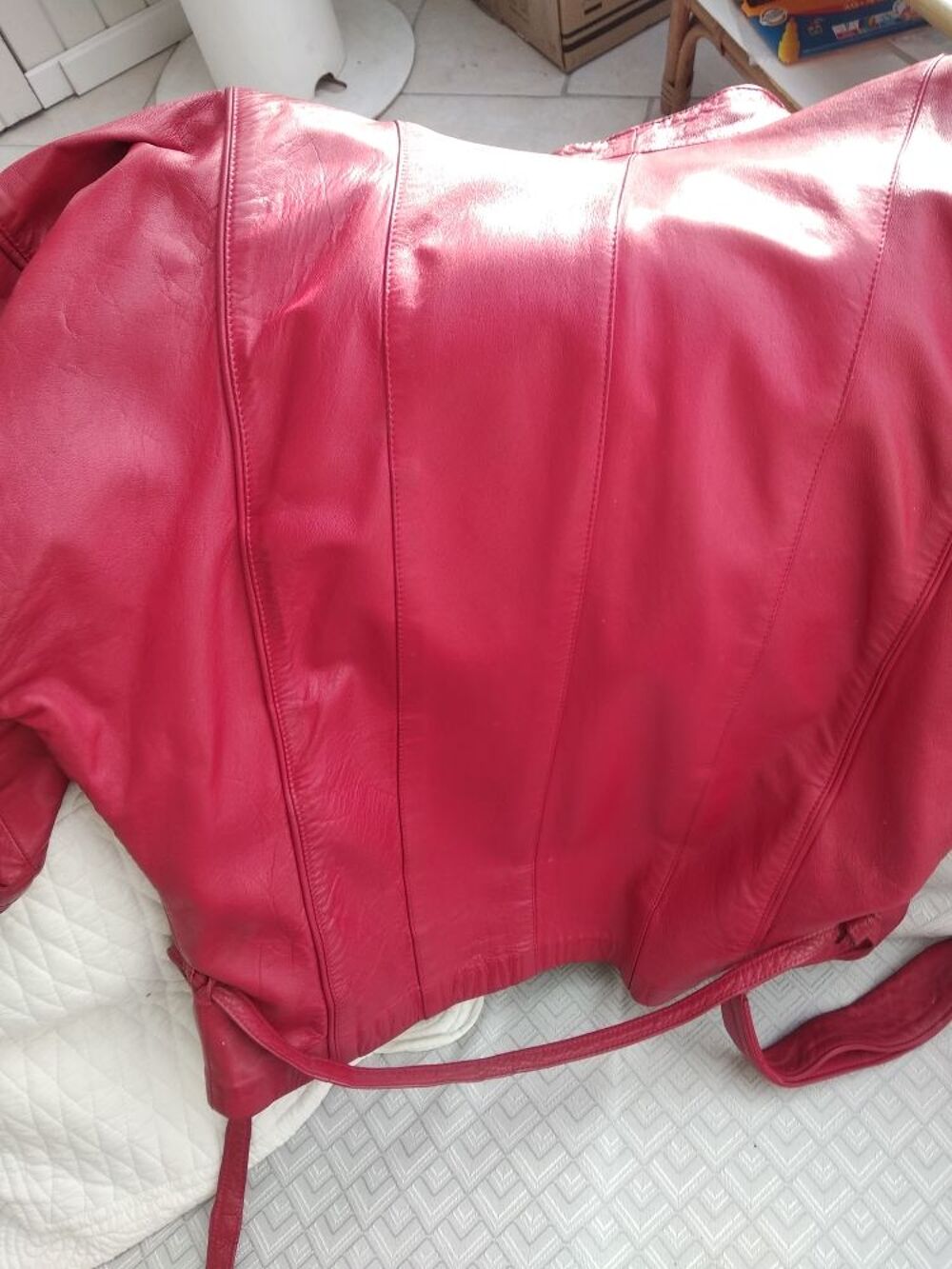 veste cuir rouge Vtements