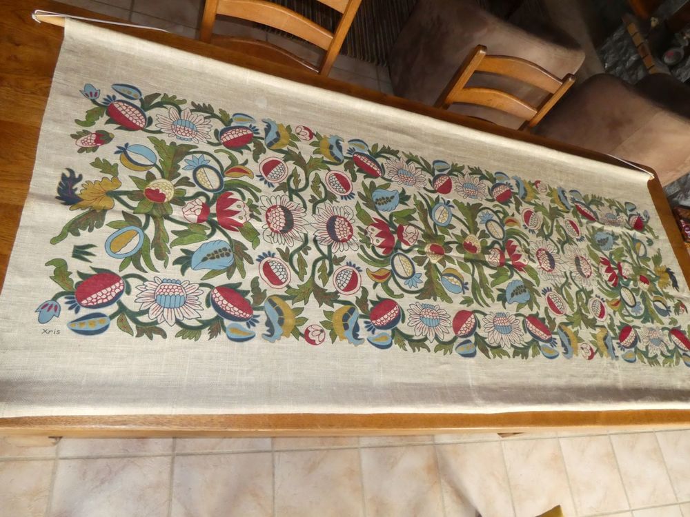 Magnifique tableau peint &agrave; la main sur toile de jute Décoration