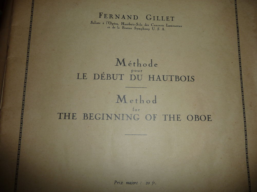 deux m&eacute;thodes pour Hautbois Instruments de musique