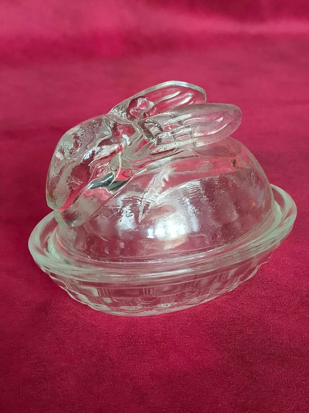 Ancienne verrine lapin en verre Décoration