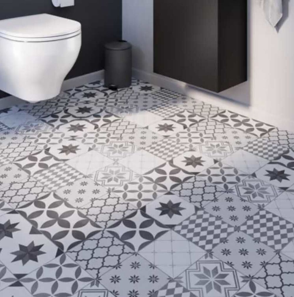 dalles pvc adhesives imitation carreaux de ciment Bricolage