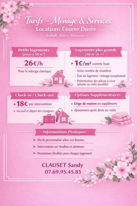 M&eacute;nage locations saisonni&egrave;res et Particulier 0 89200 Avallon