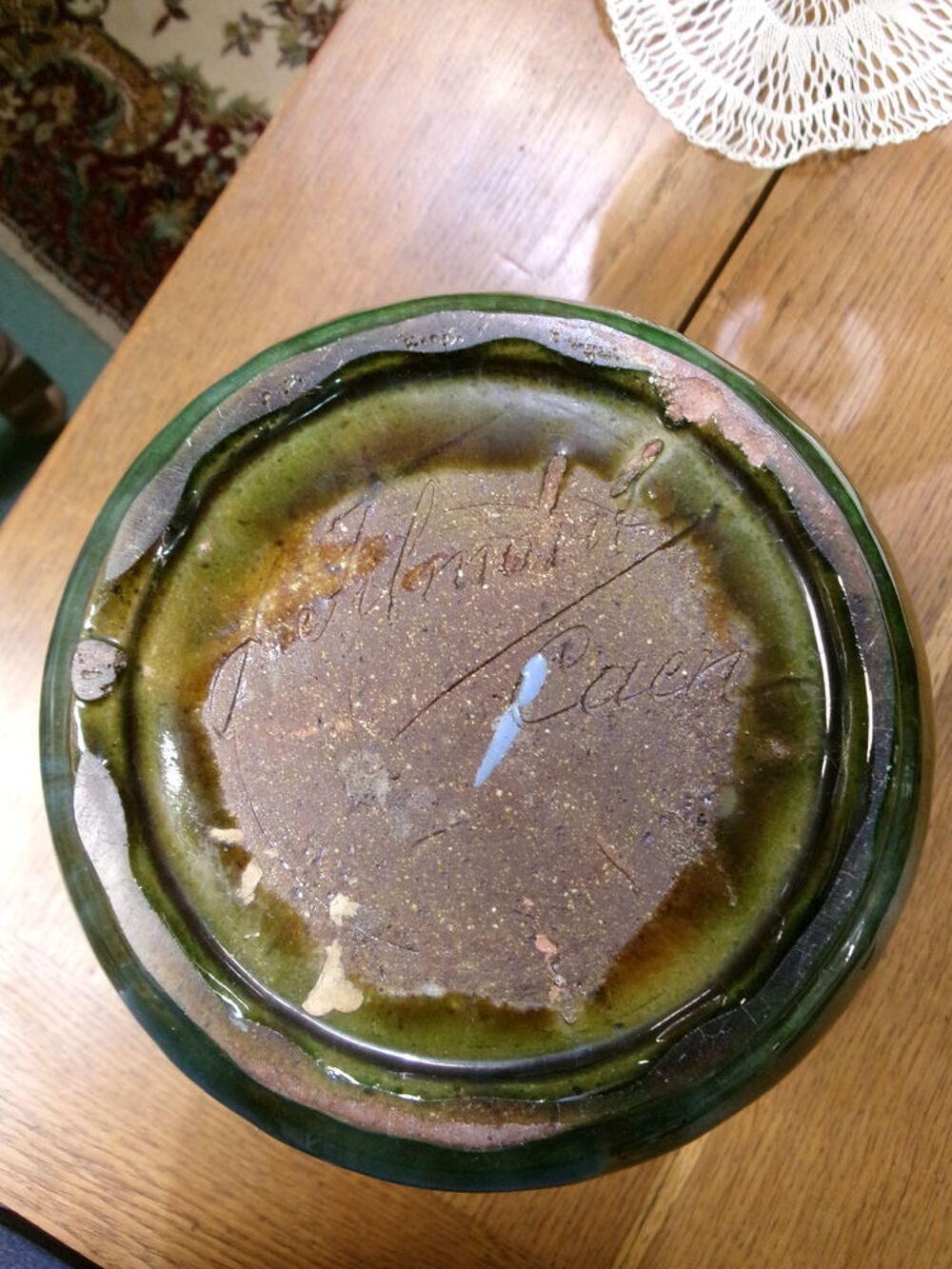 Vase en gr&eacute; &eacute;maill&eacute; ancien, art nouveau Décoration