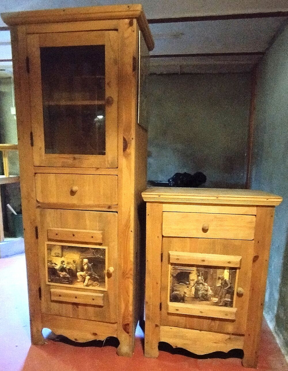 2 meubles en pin massif cocktail scandinave avec d&eacute;coration Meubles