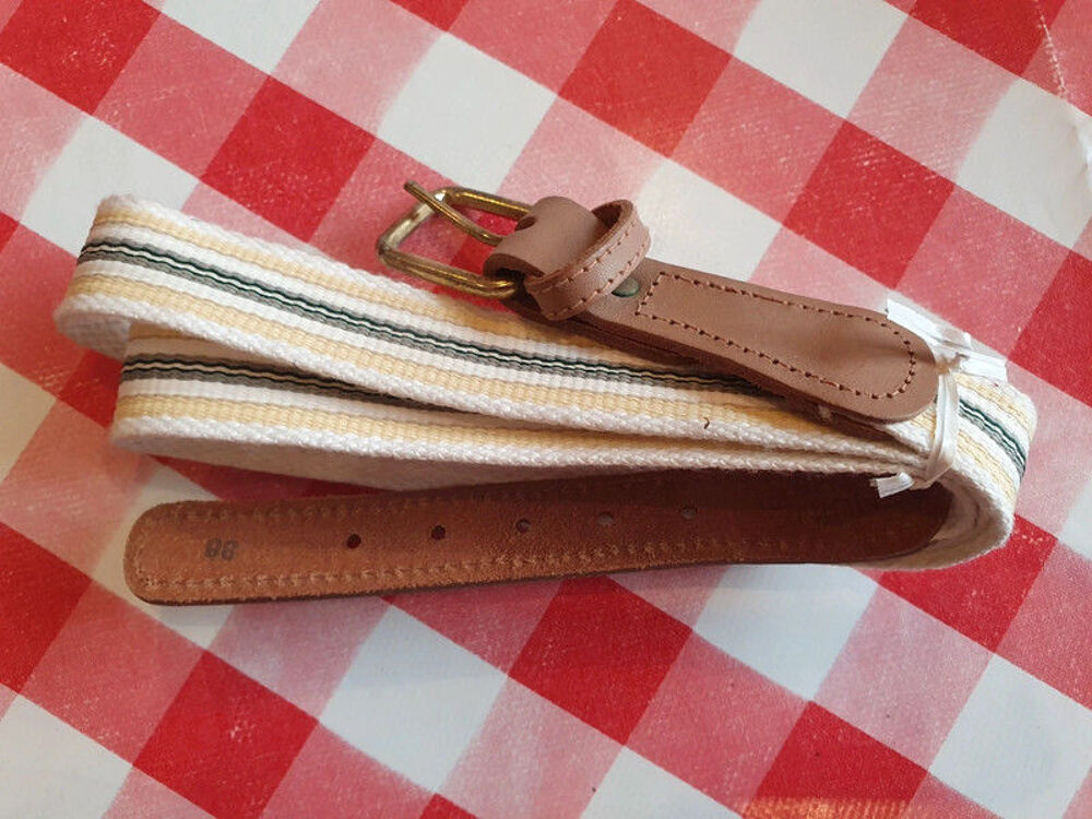 Ceinture enfant - blanc raye vert et jaune Bijoux et montres