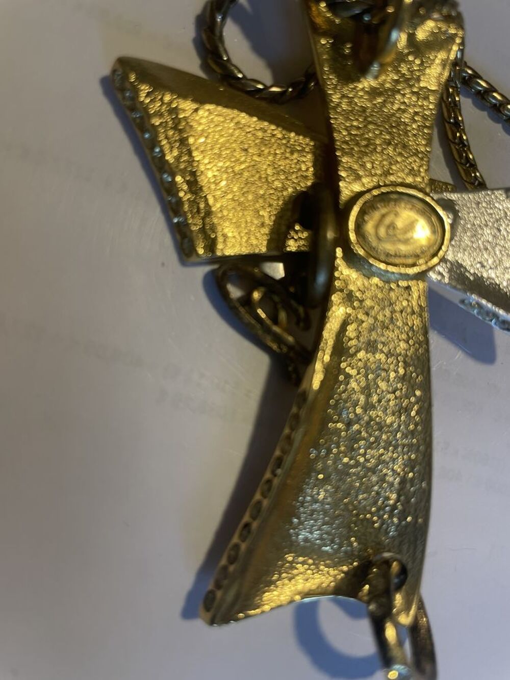 Collier souple Croix bicolore polie dor&eacute;e Argent&eacute;e C.LACROIX Bijoux et montres