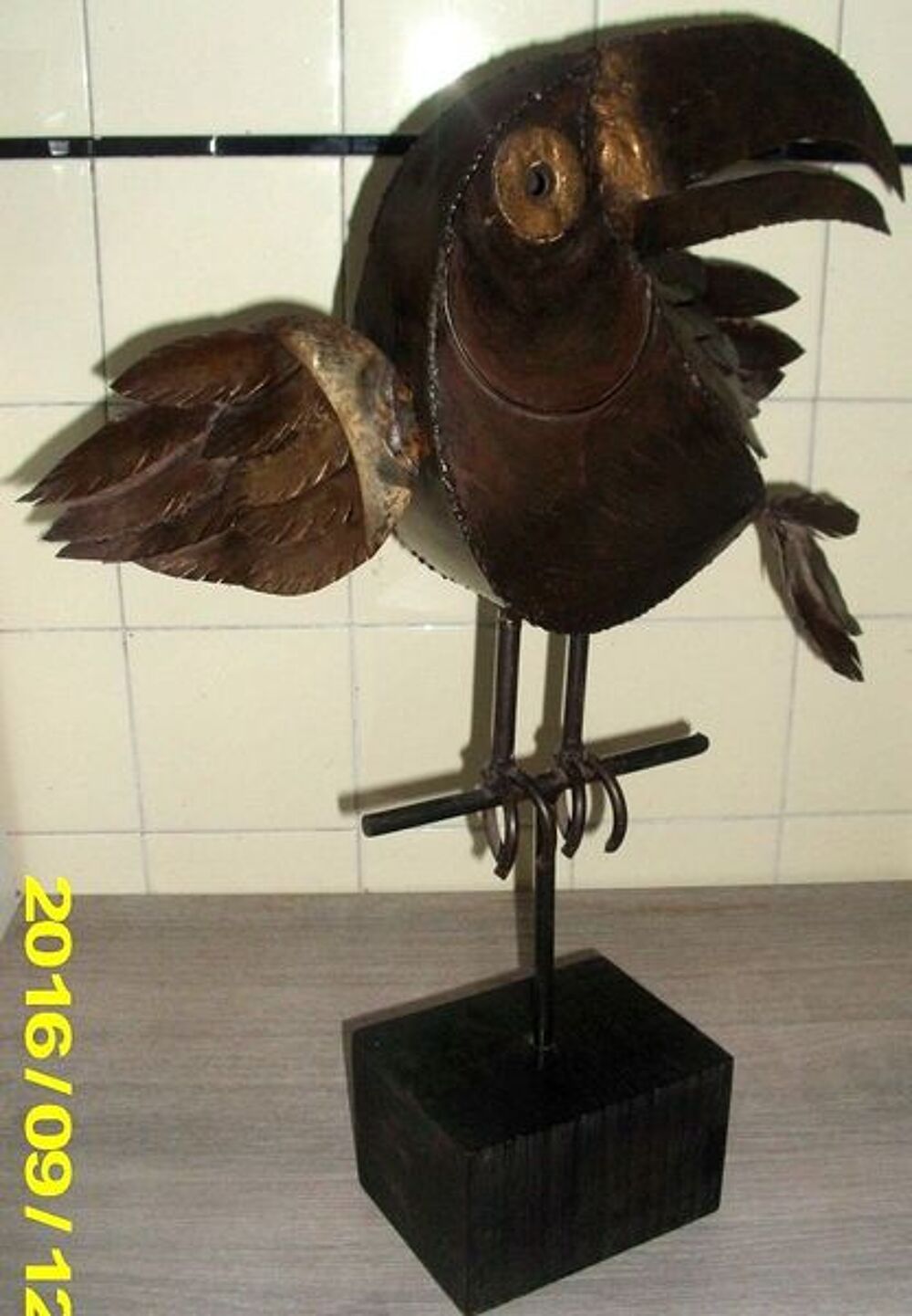 Sculpture en m&eacute;tal grand Toucan 