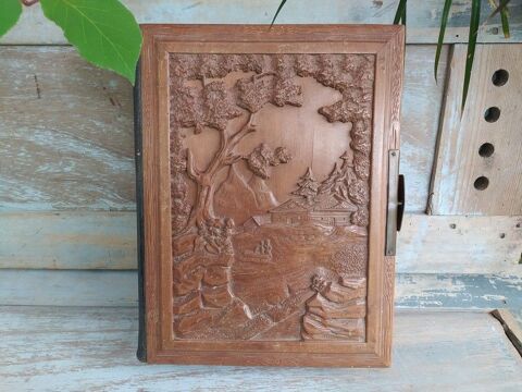 Album Photo XIXème Reliure en Bois Sculpté Paysage Montagne Loches (37)