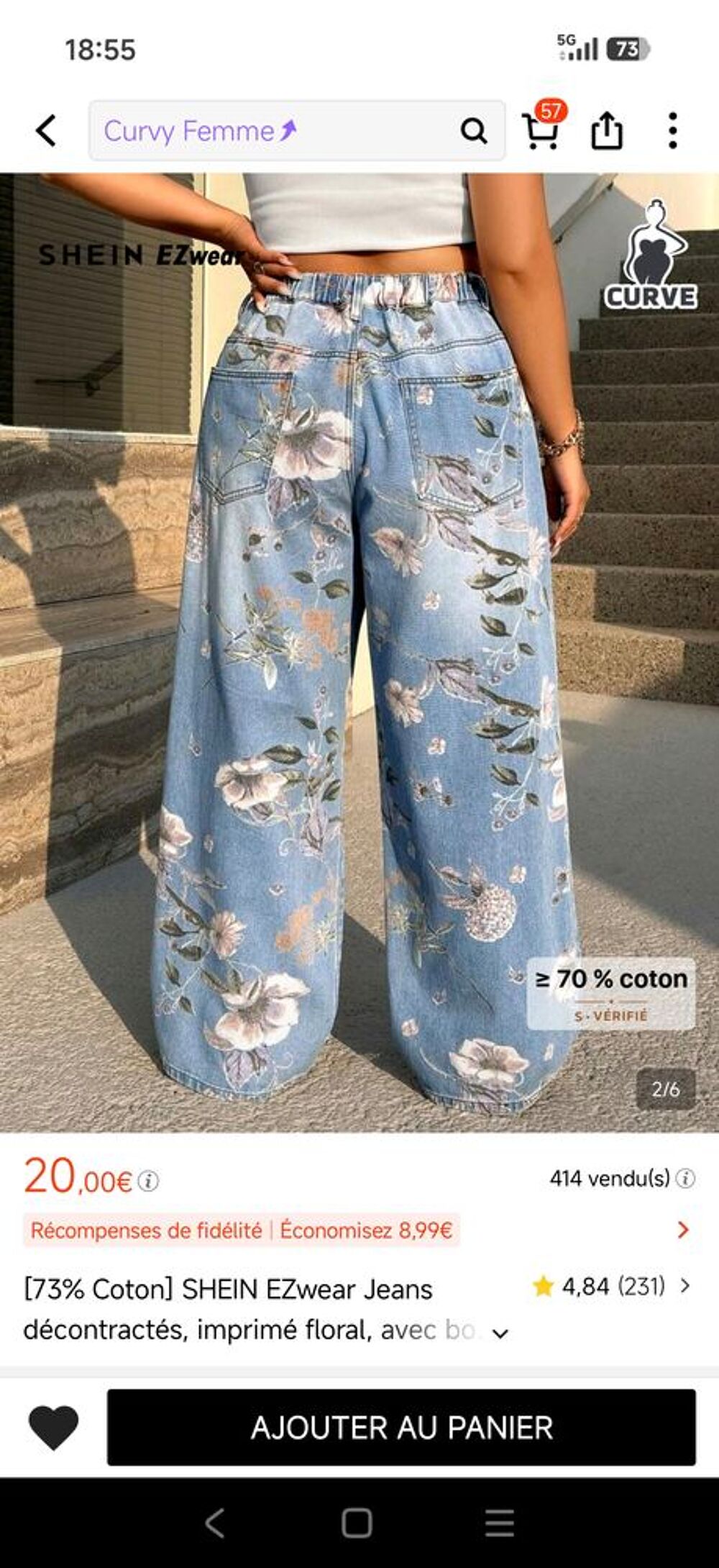 Jeans imprim&eacute; fleurs neuf, imprim&eacute; floral Taille L Vêtements