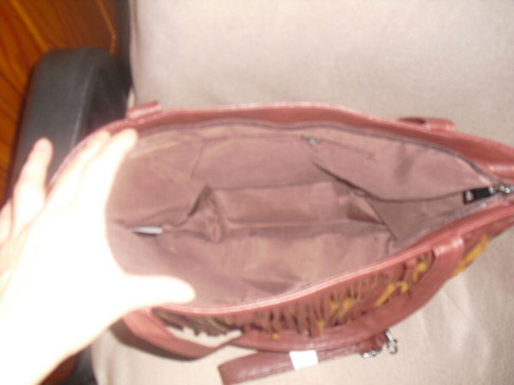 SAC CABAS a franges simili cuir marron NEUF Maroquinerie
