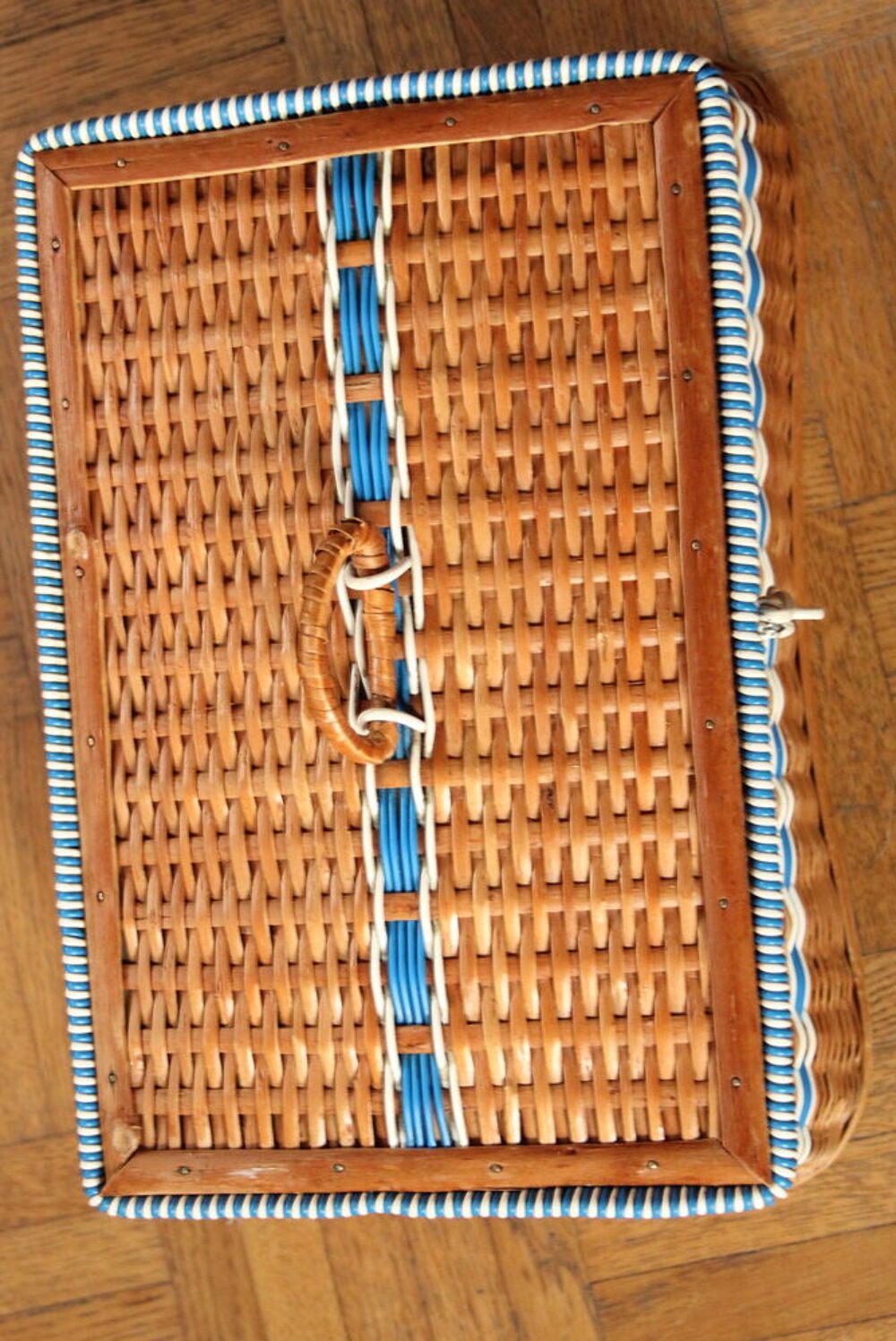 Panier, boite &agrave; couture osier et scoubidou 1950-60 Bricolage